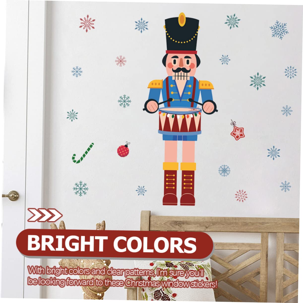 TOPBATHY 4 Stück Weihnachtsfensteraufkleber Kostümaufkleber Nussknacker Fenster haftet weihnachts fensterdeko weihnachten fensterdeko Weihnachts-Nussknacker-Aufkleber Glasfensteraufkleber