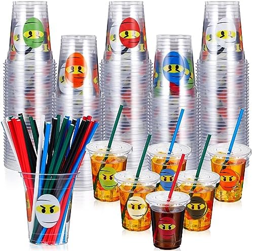 Sliner 120 Sets Ninja Plastic Cups Ninja Party Favors 12 oz Disposable Drinkware Cups with Flat Lids and Colored Paper Straws for Ninja Karate Warrior Theme Birthday Party Beverage Coffee Supplies Sliner 120 Sets Ninja Plastic Cups Ninja Party Favors 12 oz Disposable Drinkware Cups with Flat Lids and Colored Paper Straws for Ninja Karate Warrior Theme Birthday Party Beverage Coffee Supplies