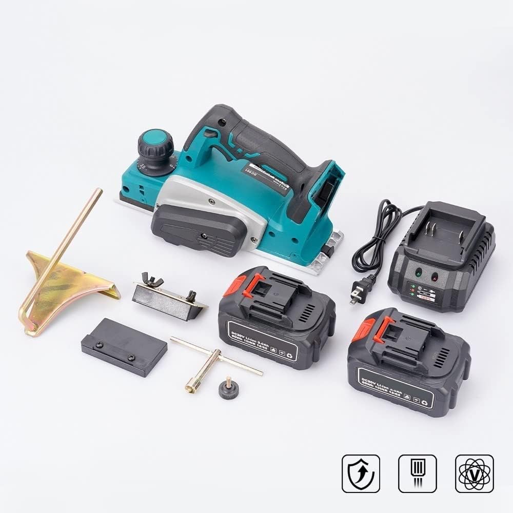 Cordless Electric Planer, 15000rpm Electric Router Trimmer with Wrench Wood Cutting Machine Woodworking Tool MINGPING (Color : Without Battery, Size : -UK)