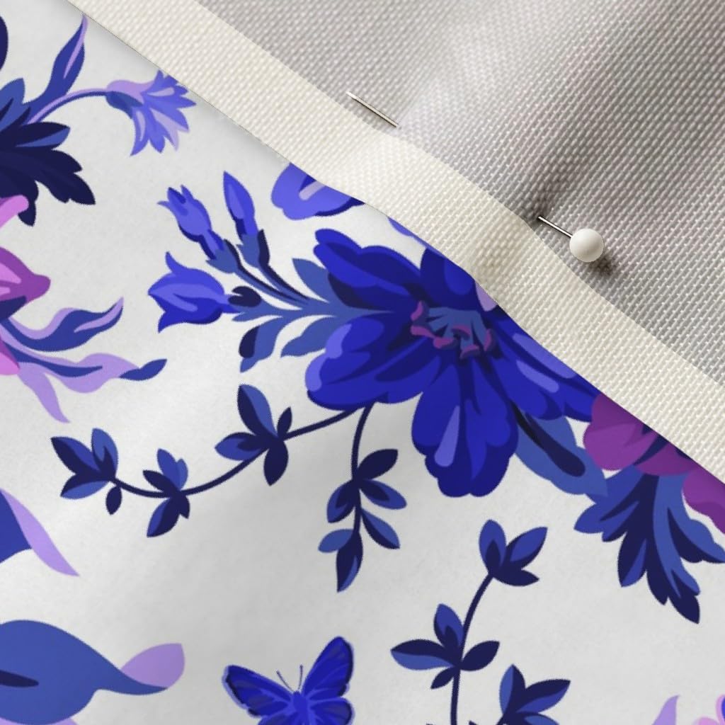 Spoonflower Fabric - Blue White Purple Lilac Floral Flowers Roses Dark Wedding Printed on Upholstery Velvet Fabric Fat Quarter - Upholstery Home Decor Bottomweight Apparel