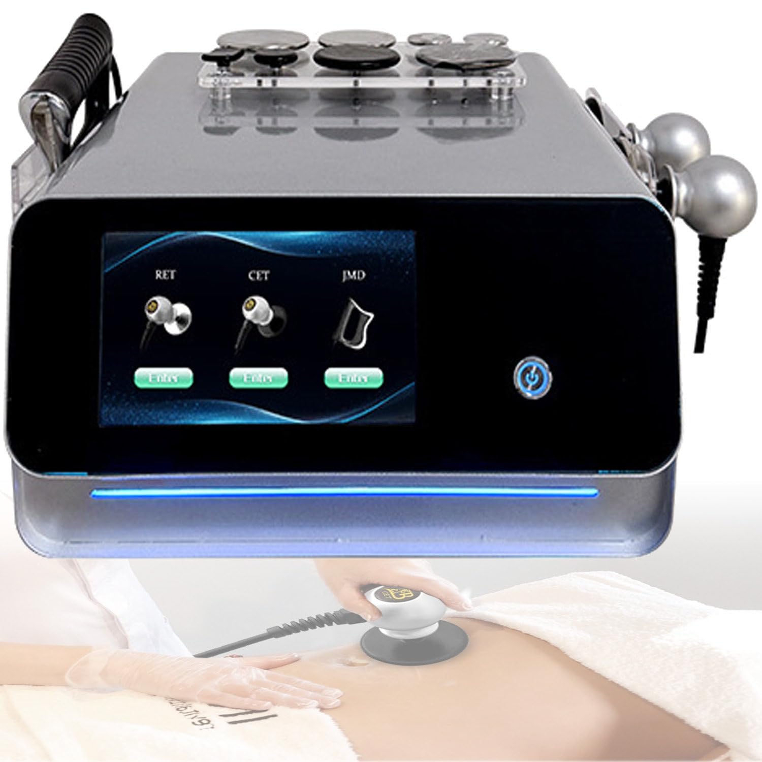 GTANND 448k Tecar Therapy Machine,Physiotherapy Diathermy Machine with Probes/Handles/Negative Plate,Weight Loss Body Slimming Machine,Lifting and Skin Firming + Shaping,Pain Relief