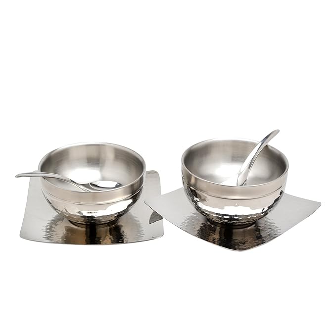 Sanjeev Kapoor Premium Stainless Steel Soup Bowl Set with Spoon