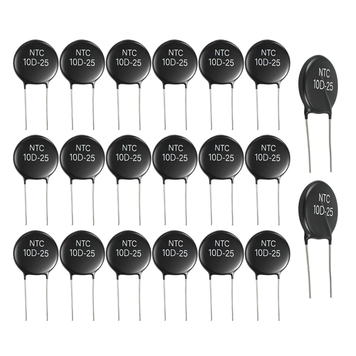 Termistore 10D-25, 10 Ohm, +/-10%, Tipo di Forza Limite di Corrente, 20 Pezzi, 10D-25