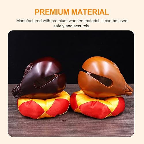 Miniatura 3 de ERINGOGO Mokugyo con mazo y alfombra, bloque de templo de madera de alcanfor de pez, instrumento de percusión de meditación de tambor zen