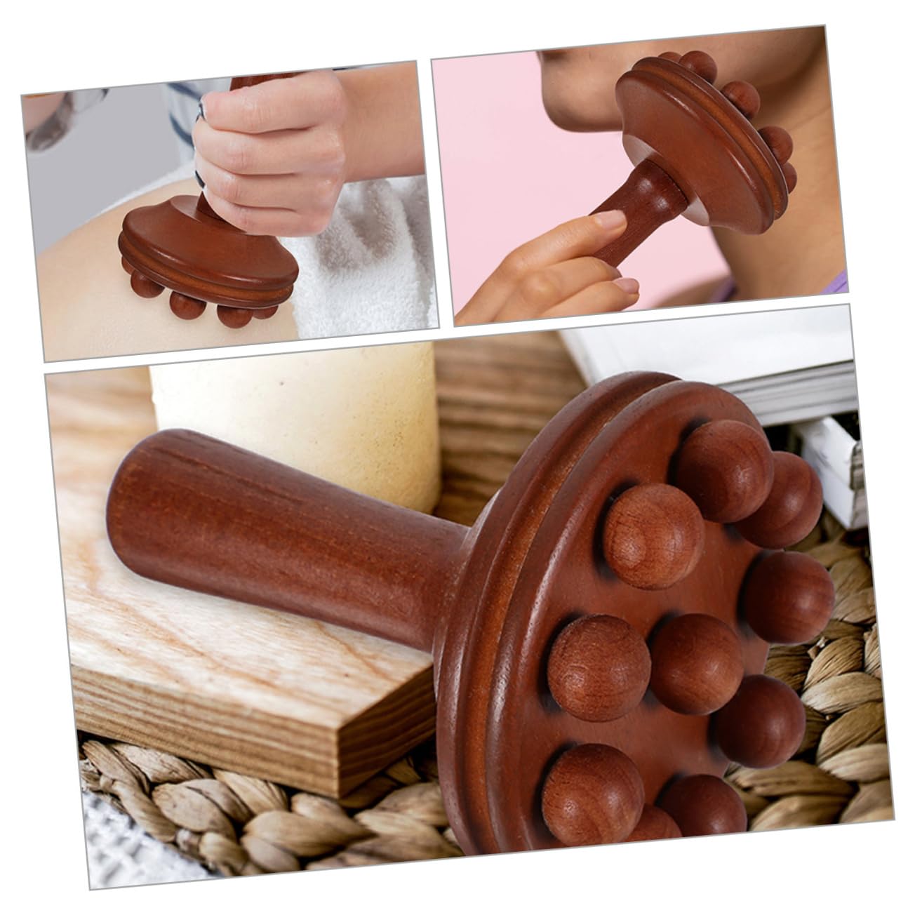 PACKOVE 2 Series Cepillo De Mano Para Masaje De Pies Herramienta De Masaje Cepillo De De Vientre Herramientas De Manual De Madera 2 Piezas*2