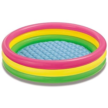 Intex Stealodeal 5 Feet Kids Bath Pool Water Tub with Air Pump Inflatable Pool Accessory (Multicolor)
