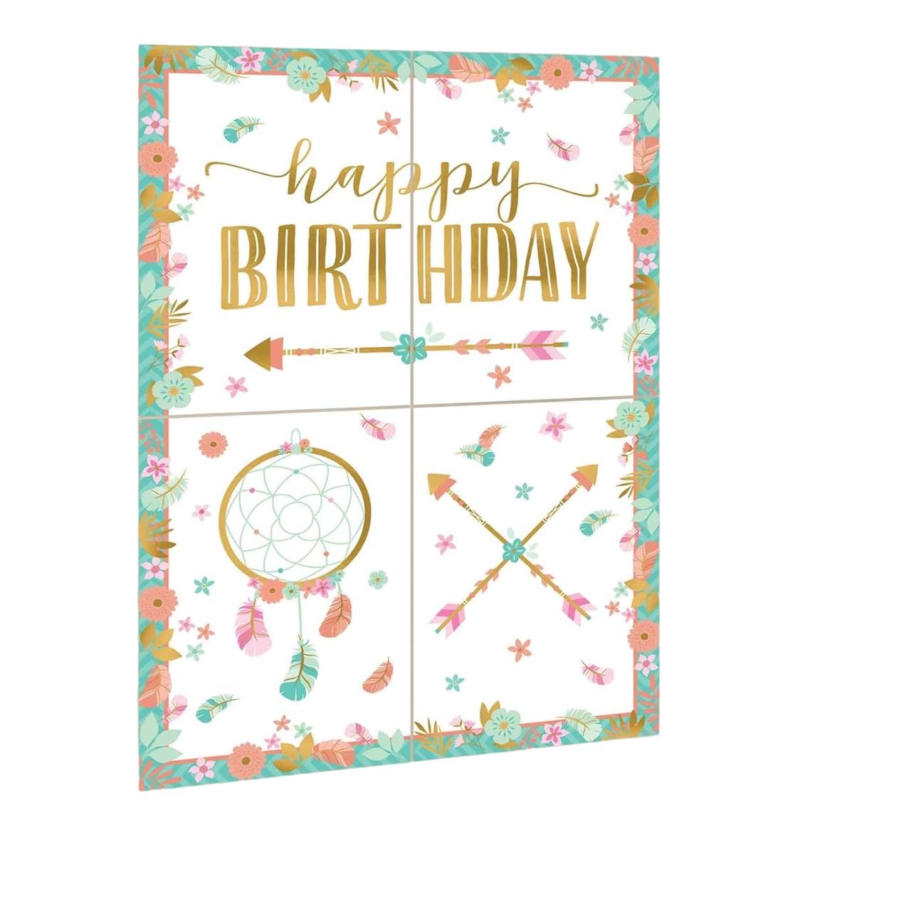 amscan Girls Boho Birthday Scene Setter with Photo Props Kit- 16 pcs., One Size