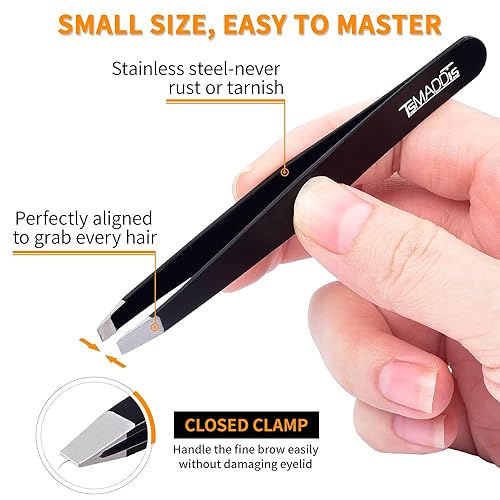 Miniatura 3 de TsMADDTs - Juego de 6 pinzas para cejas pinzas de precisión para cejas con tijeras curvadas para cabello encarnado herramientas de belleza diarias