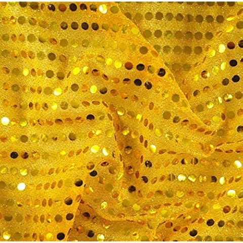3mm Sequin Jersey Shiny 107cm/42" Wide Sparkly Material Nylon Fabric Fancy Dress Metallic Dress Craft Colours Per Metre by Accessories Attic Limited (Yellow) Cover