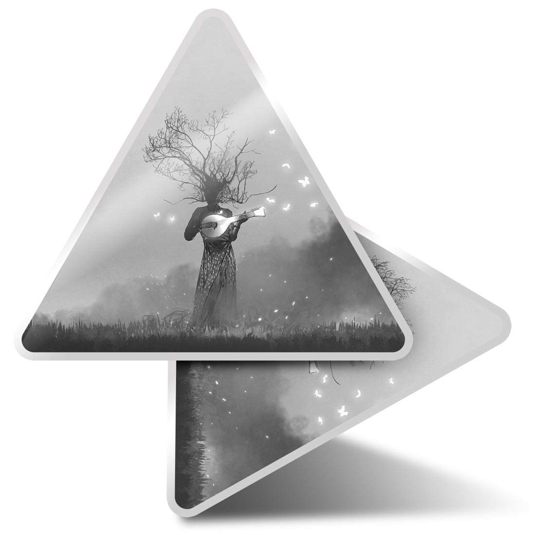 Destination Vinyl Ltd Multi 2 X Triangle Stickers 10Cm - Bw - Creature Banjo Butterfly Fantasy Laptop Tablet Luggage Scrapbook #35960