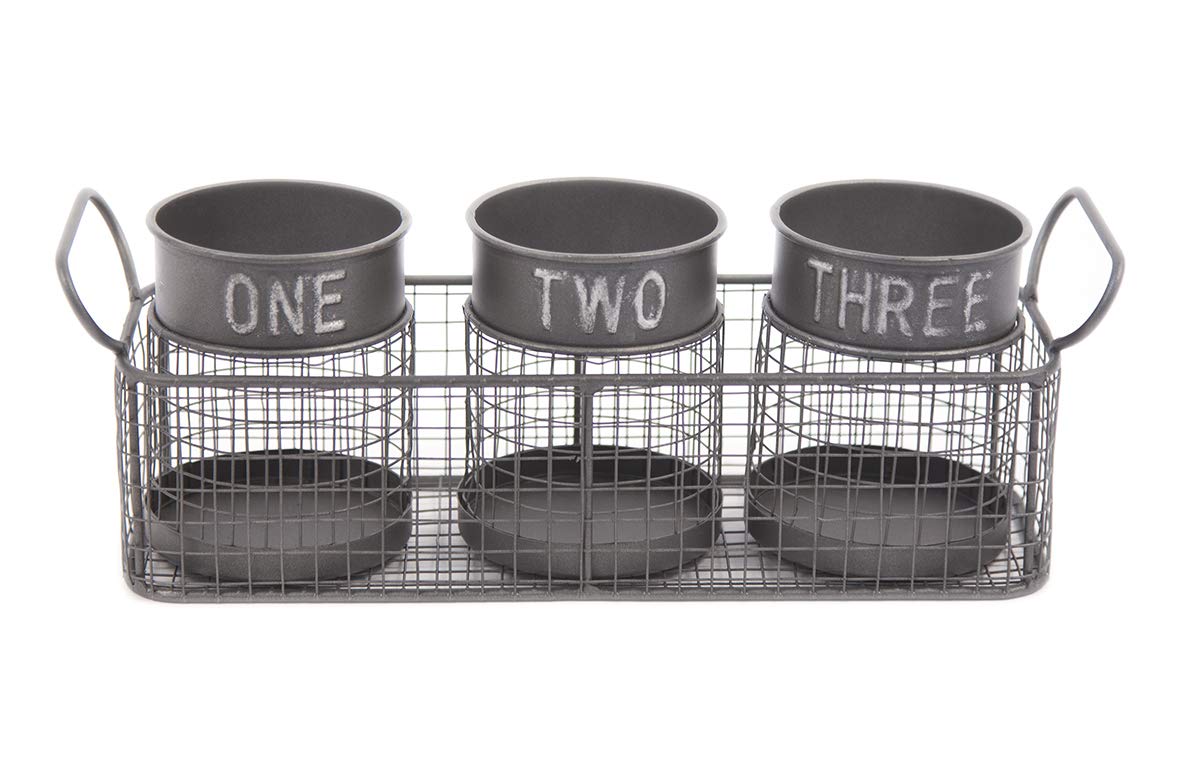 Metal Pen and Pencil Holder – 3 Cup Desktop Organizer – Desk and Table Top Storage Caddy for Stationary, Office Supplies Kitchen Utensils, Makeup Brushes and More - by Designstyles