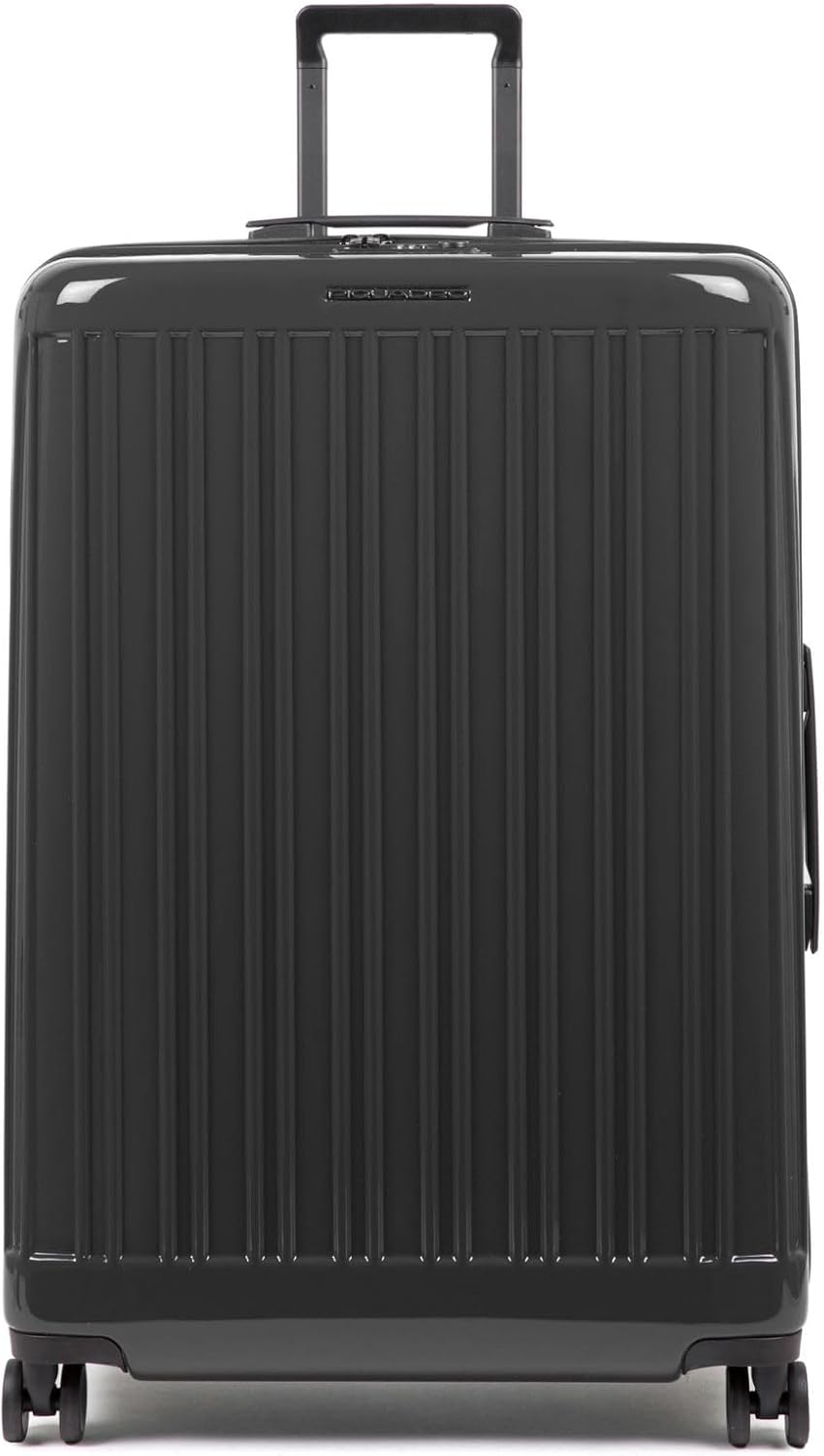 PIQUADRO Seeker Trolley Grande in Policarbonato da 98,00 L con Uno Scomparto, Nero