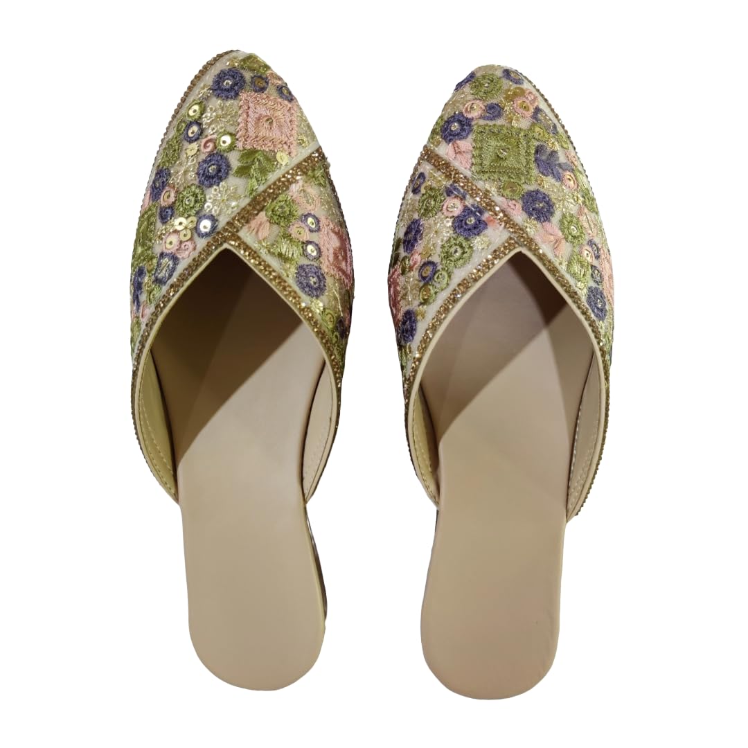 Floral Embroidered Mule with Sequin Work-picture-19