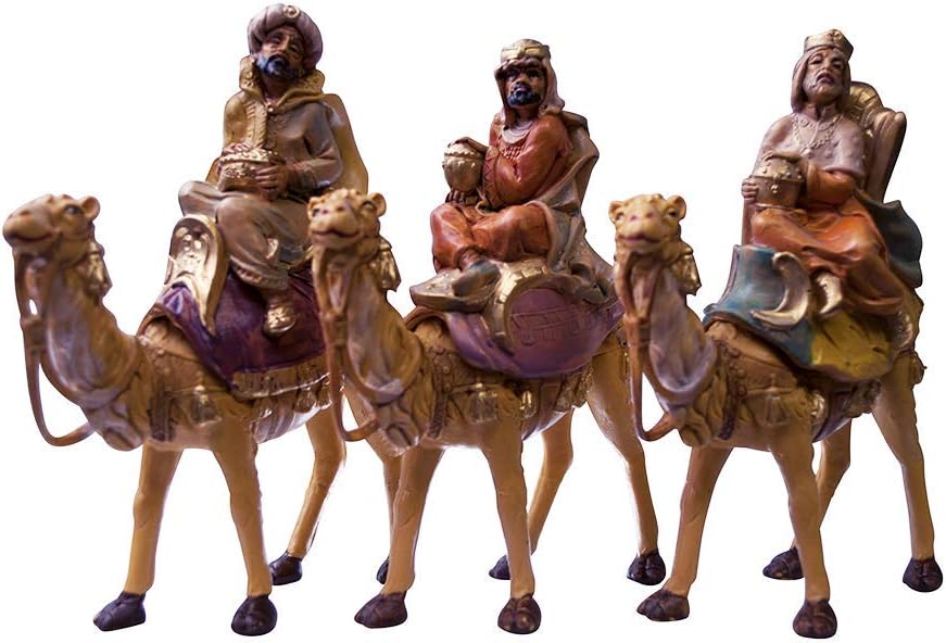 VILLAGE GIFT IMPORTERS 5" Christmas Nativity Collection Three Wise Men Bundle Three Kings with Camels Hand-Painted and Made in Italy