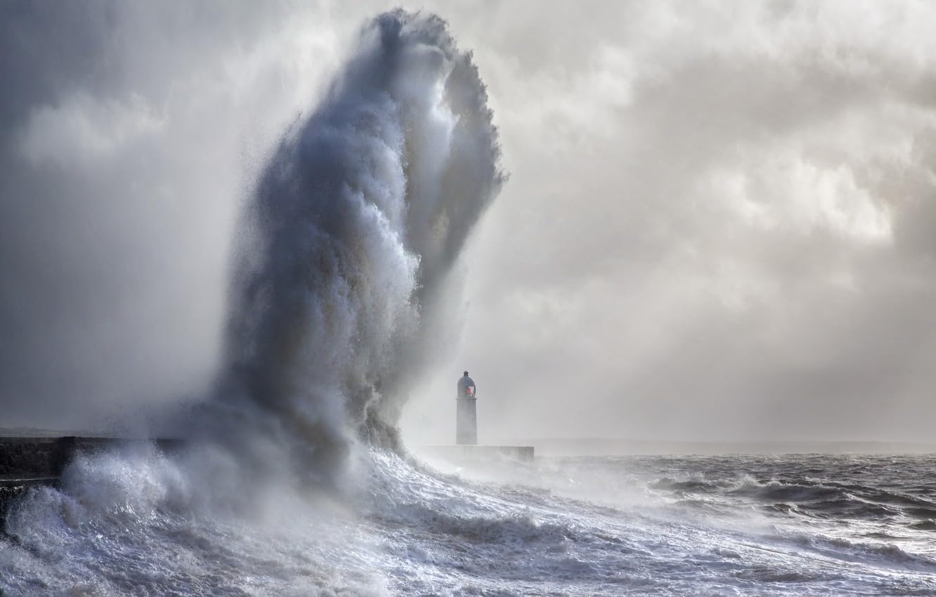 jigsaw puzzles for adults 2000 | puzzle | jigsaws 2000 pieces for adults, Sea, Landscape, Porthcawl Lighthouse, Giant Wave 70x100CM