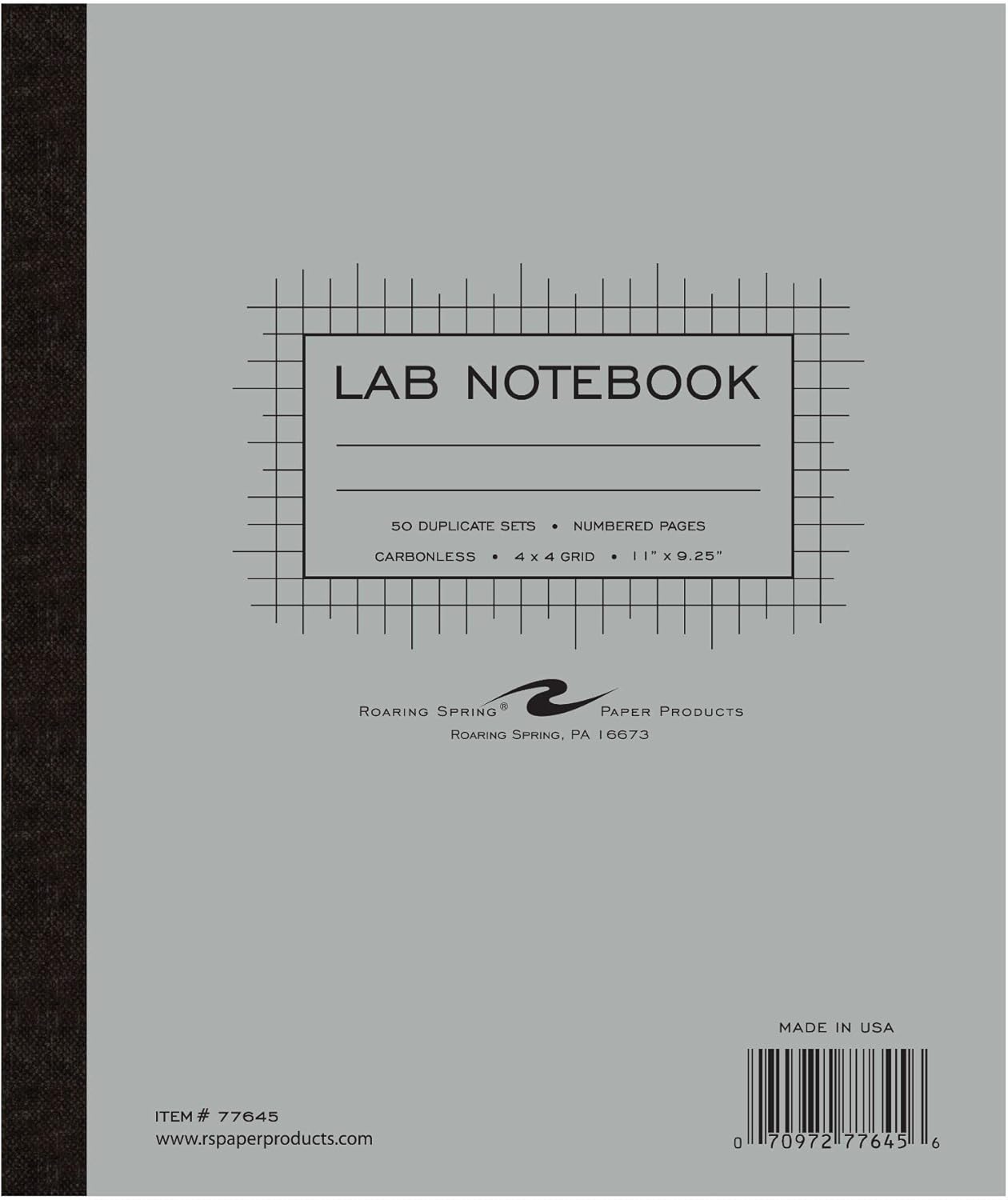 ROARING SPRING Carbonless Science Lab Notebook, 4x4 Graph