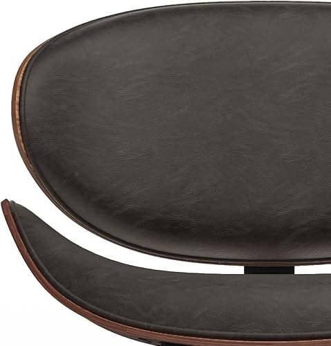 Miniatura 8 de SIMPLIHOME Marana - Sillas de comedor - Respaldo tapizado de madera curvada y silla de cocina de cuero vegano en marrón envejecido, asiento de