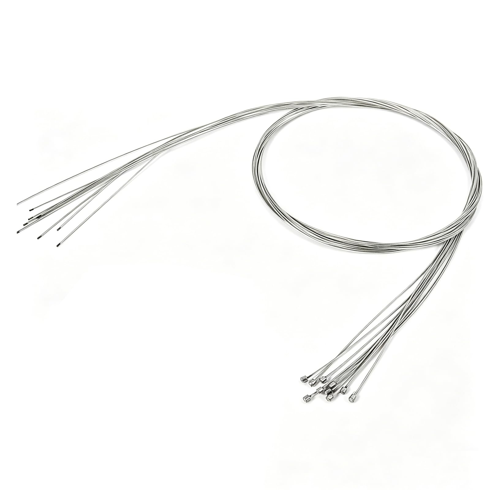 10pcs Bike Gear Cable Set with 10 End Caps, Anti-Fraying 2m Universal Cycle Derailleur Inner Wire, Galvanised Steel Shift Cables Compatible with Shimano SRAM 7 Speed Shifter Lever