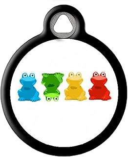 Dog Tag Art Cute Animal Custom Pet ID Tag for Dogs and Cats, Personalized Dog Tag with Customized Identification Information, Crazy Frogs, Small (7/8