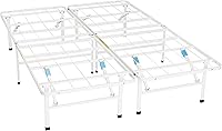 Vista 1 de Yaxa Basics Base de cama de plataforma matrimonial, metal plegable, instalación sin herramientas, 14 pulgadas de alto, color blanco