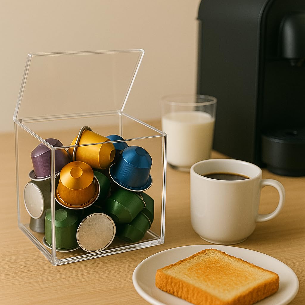 DAMDAM GO Portacapsulas Metacrilato Para Capsulas Nespresso o Dolcegusto, Dispensador Capsulas Acrilico, Capacidad Para 13 Cápsulas Dolce Gusto o 40 Cápsulas Nespresso