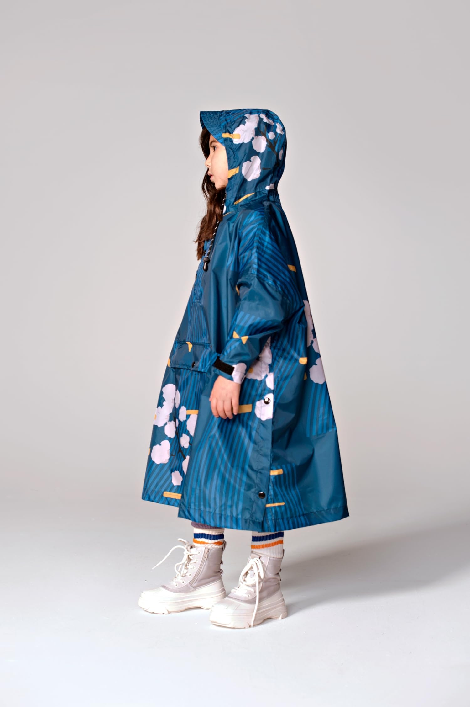 RAIN KISS Rainkiss Japanese Blossom - Poncho antipioggia per bambini, Blu, 6-10 Jahre