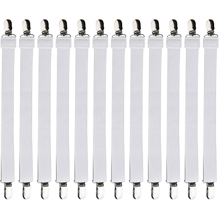 KEELYY 8 Bretelle Elastiche Regolabili Con Clip In Metallo Per Lenzuola – Da 15 A 100 Cm – Fissa Angoli Di Materassi, Copridivani E Tovaglie, Nero