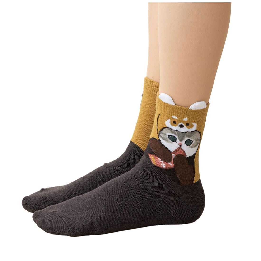 Mofusand Raccoon Pattern Crew Socks