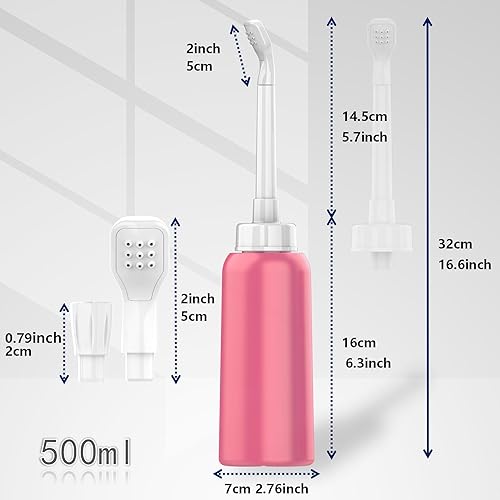 Miniatura 3 de 2 botellas de bidé portátiles con 2 boquillas + tubo escalable, bidé de viaje de 16.9 fl oz, botella posparto para cuidado femenino, botella