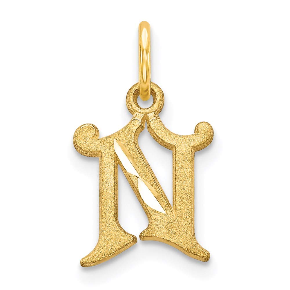 ICE CARATS 14k Yellow Gold Initial Monogram Name Letter N Pendant Charm Necklace Fine Jewelry Gifts For Women