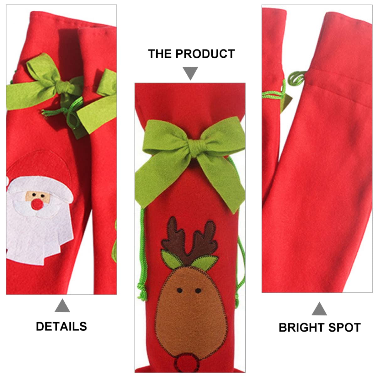 Tofficu 3 Ensembles De Bouteille De Vin De Noël Pochette De Bouteille De Vin De D'Emballage De Vin Housses De Bouteille De Vin De Noël Sacs À Bouteilles 6 pièces * 3