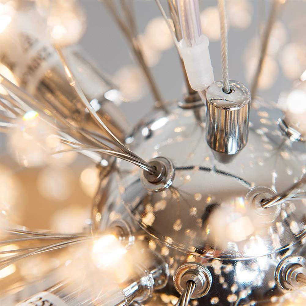 Modern Kronleuchter Kristalle, Modern Creative Feuerwerk Lampe Sputnik Hänge Leuchten, Löwenzahn Deckenlampe Höhenverstellbar, G9 Fassung Pendelleuchte für Schlafzimmer, Wohnzimmer, Esszimmer