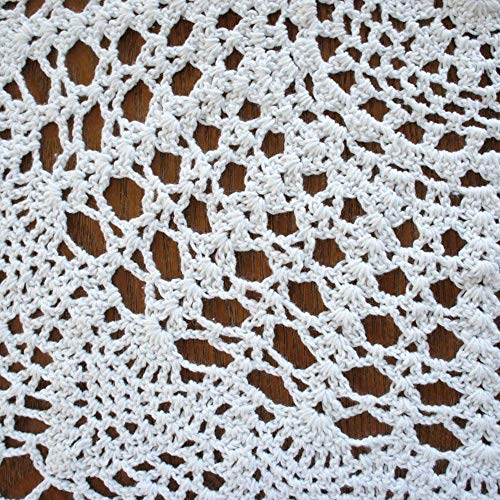 Nappe de table ronde en coton beige 100cm pour masquer les rayures - 2