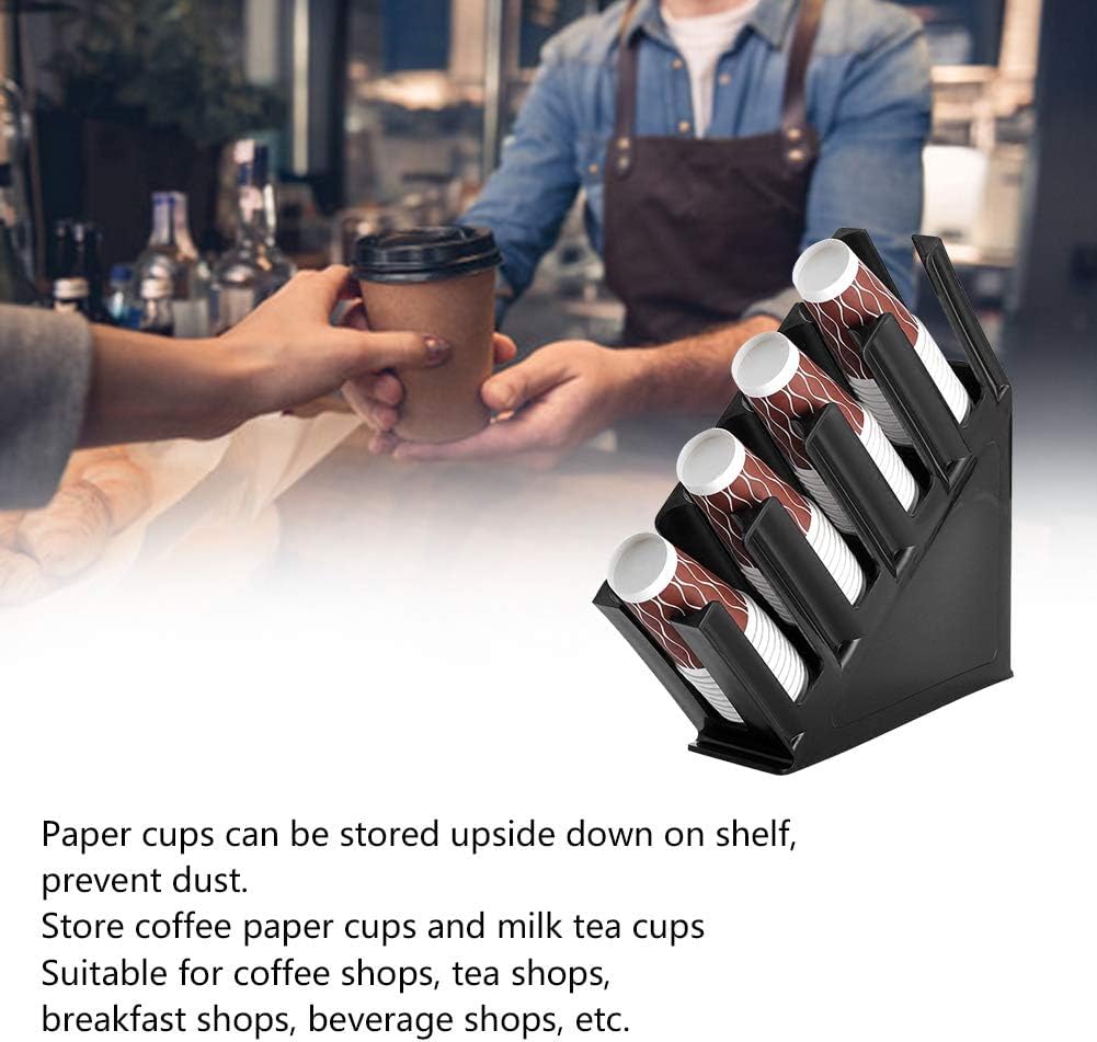 Portavasos de papel, desechable, organizador de tazas de café para encimera, 4 compartimentos, dispensador de tazas, soporte negro