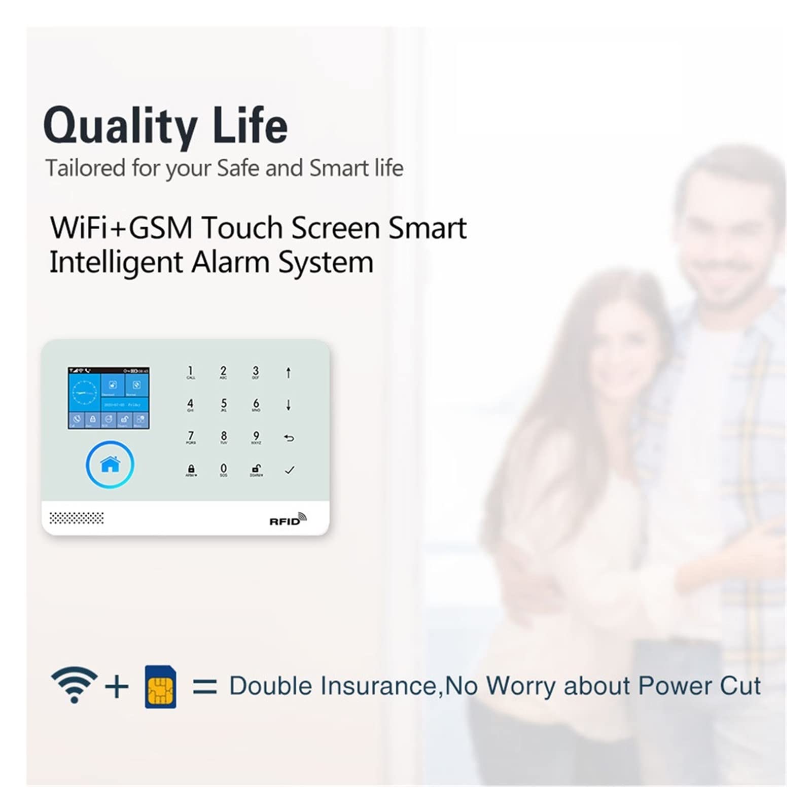 sans Fil WiFi GSM Système d'alarme de sécurité à Domicile for Tuya Smart Life Appliquer avec détecteur de capteur de Mouvement Compatible(K)