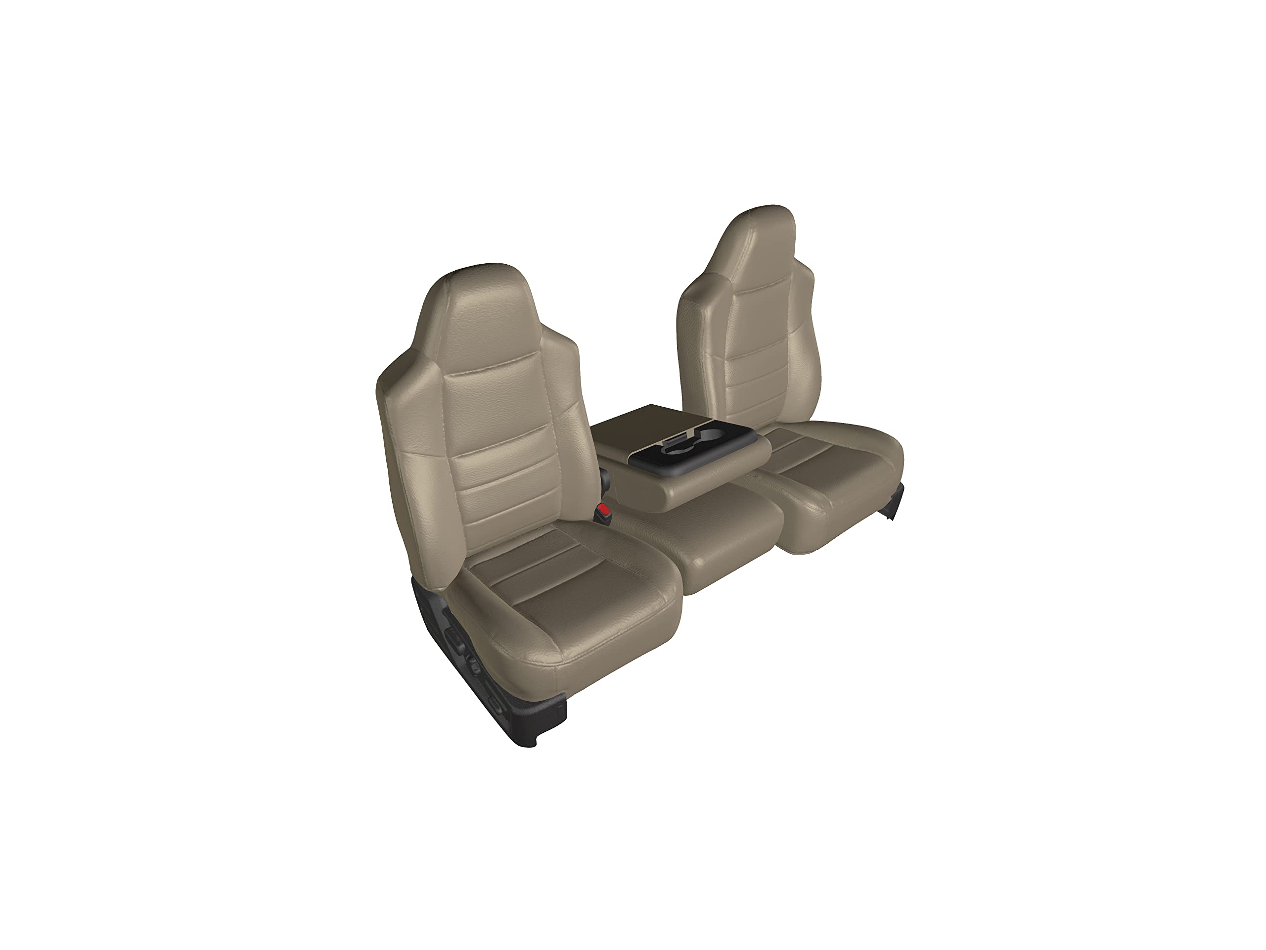 Durafit Seat Covers2002-2010 F250-F550 Super Duty, Front 40/20/40 Split Bench Seat with High Back Buckets Seats, Exact Fit Seat Covers, Durable & Style, in Choose Leatherette Fabric (L4 Taupe)