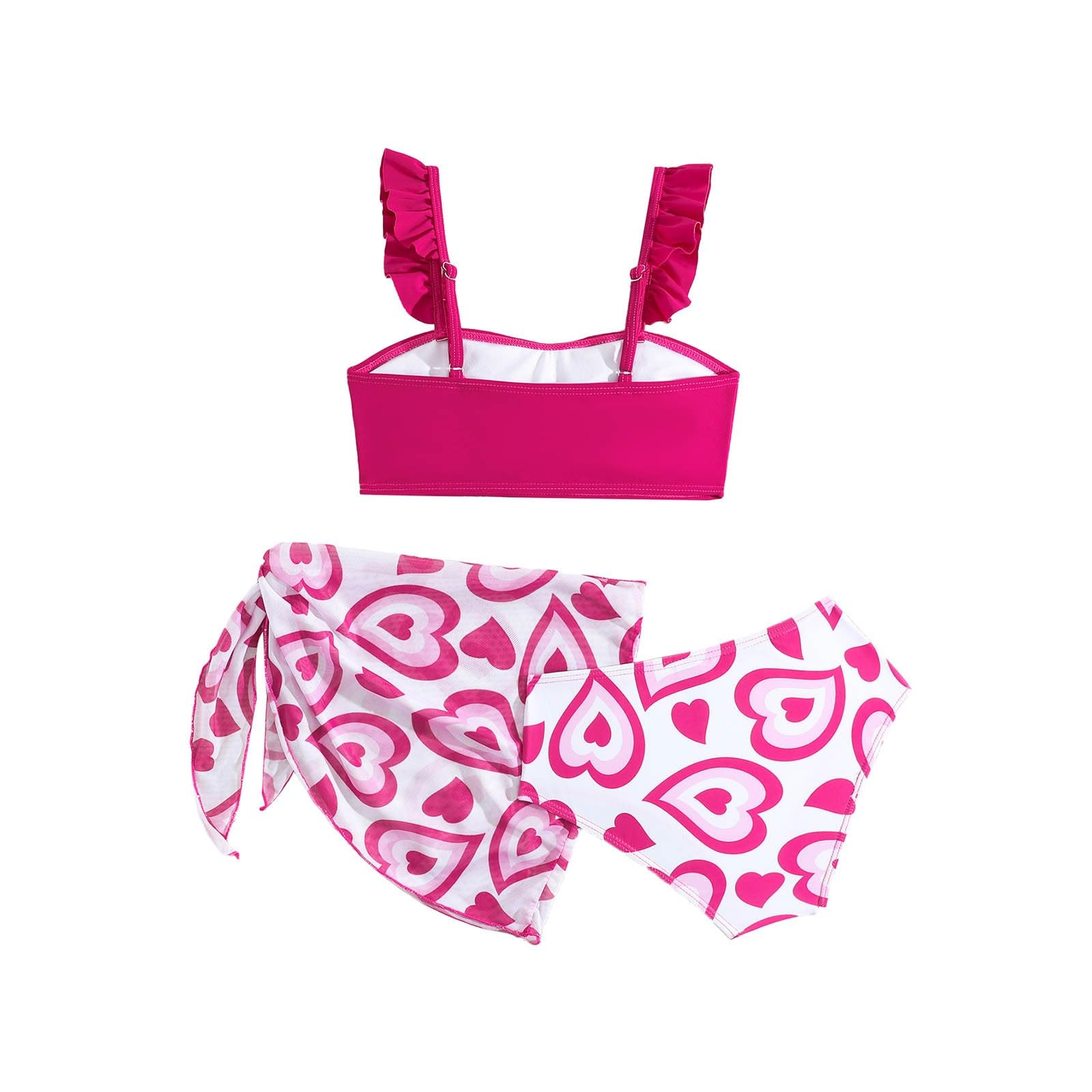 Cokbyavla Girls 50Pink Bathing Suit Swimwear, 3Pcs Bathing Suits Swimsuit Cover Up Kids Swimsuits For Teen Bikini 'S Bathing Suits Bikini 13 Bikinis For 11-Year-O(,6-7 Years)