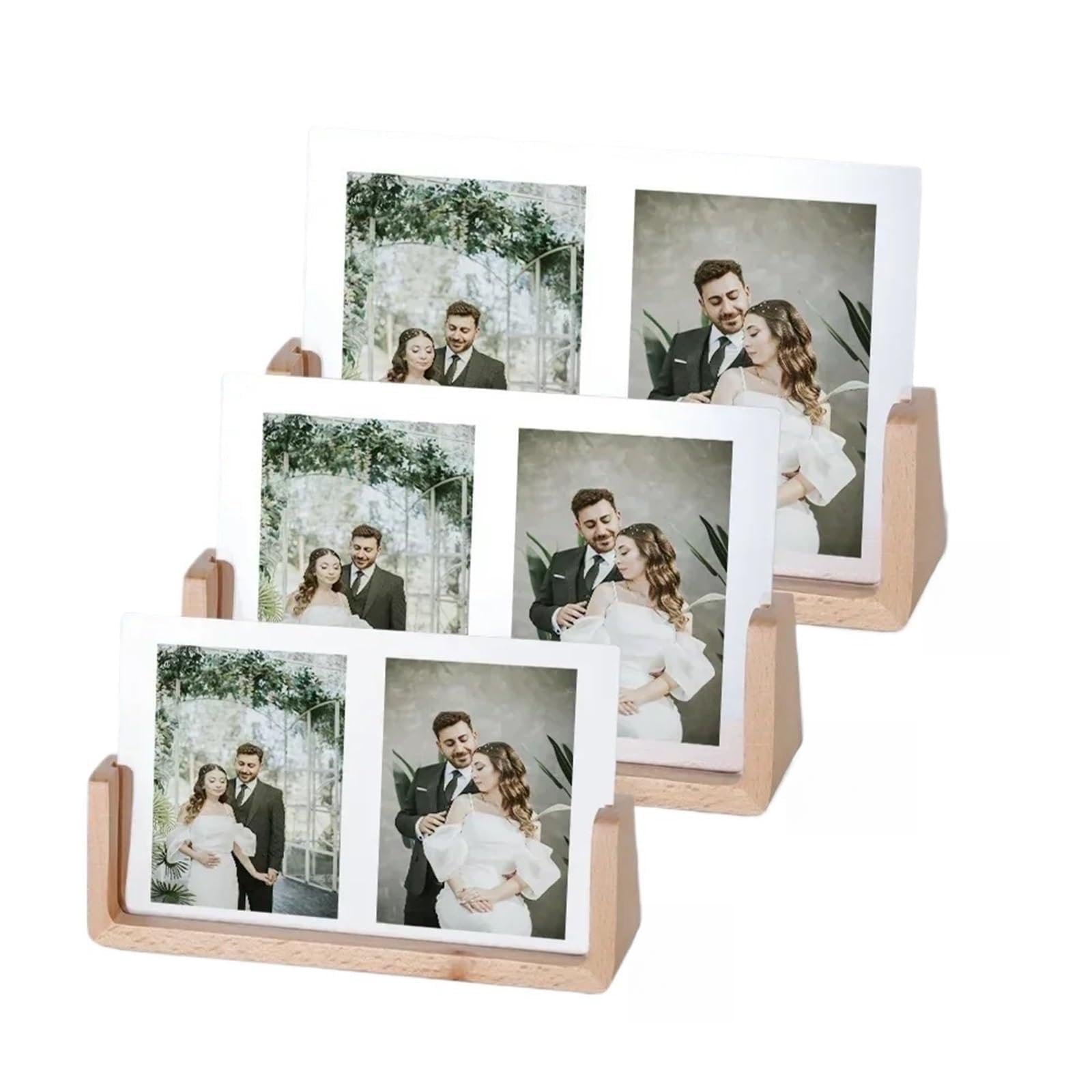 DAJGRHE Photo Frame Wooden Picture Frames With Wood Base For Couple Desktop Display(Beech,L 21.7cmx15.5cm)