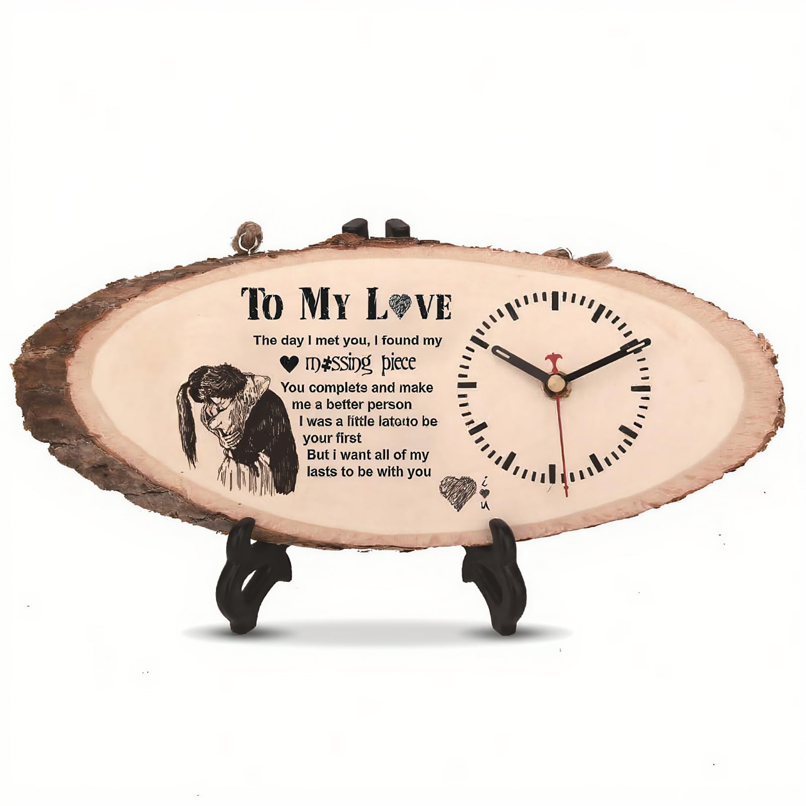 PIXZCSA Wooden Clocks for Creative Clock Ornament Handmade Couple with Solid Color Multifunctional - Ideal Home Decoration, Style 1