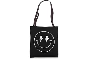 Minimalist 80s Lightning Bolt Eyes Happy Smiling Smile Face Tote Bag