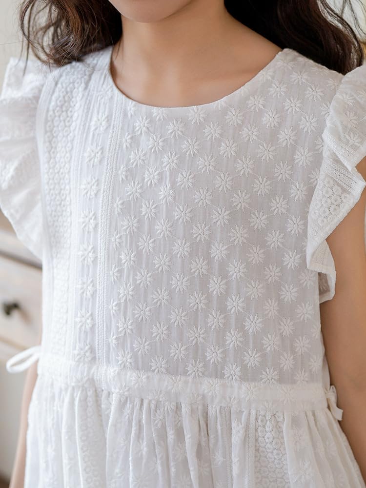 Sukienki dla dziewczynek Letnia bawełniana sukienka na imprezę Linia Midi Casual Dress z wycięciem pod szyją dla dziewczynek w wieku 4-16 lat