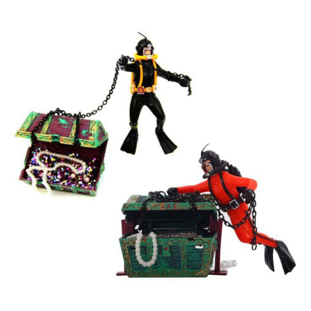 Happyyami 2 Pièces Ornement d'aquarium Treasure Box Ornements pour Aquarium décorations artificielles d'aquarium décorations d'aquarium Coffre trésor équipement États- décorer