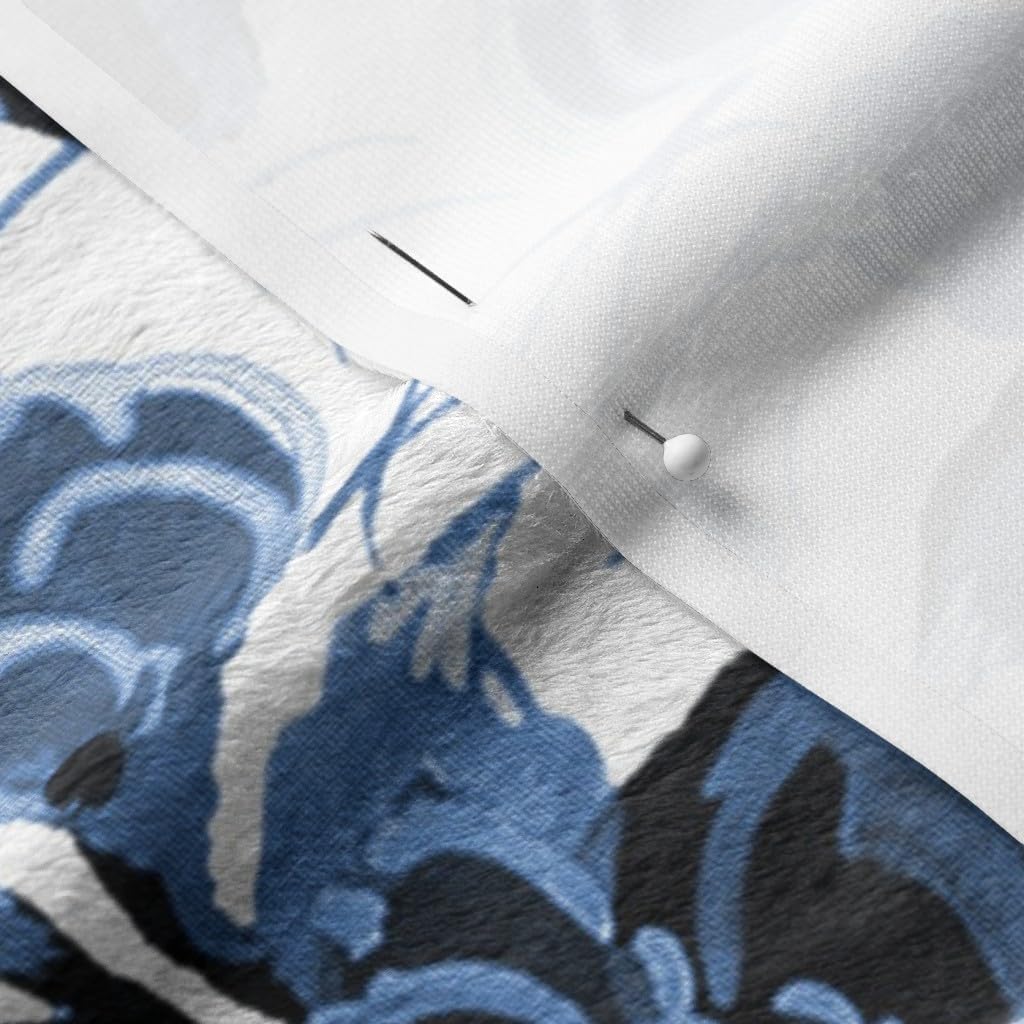 Spoonflower Fabric - Mid Century Blue White Flowers Vintage Style Retro MCM Midcentury Printed on Minky Fabric by The Yard - Sewing Baby Blankets Quilt Backing Plush