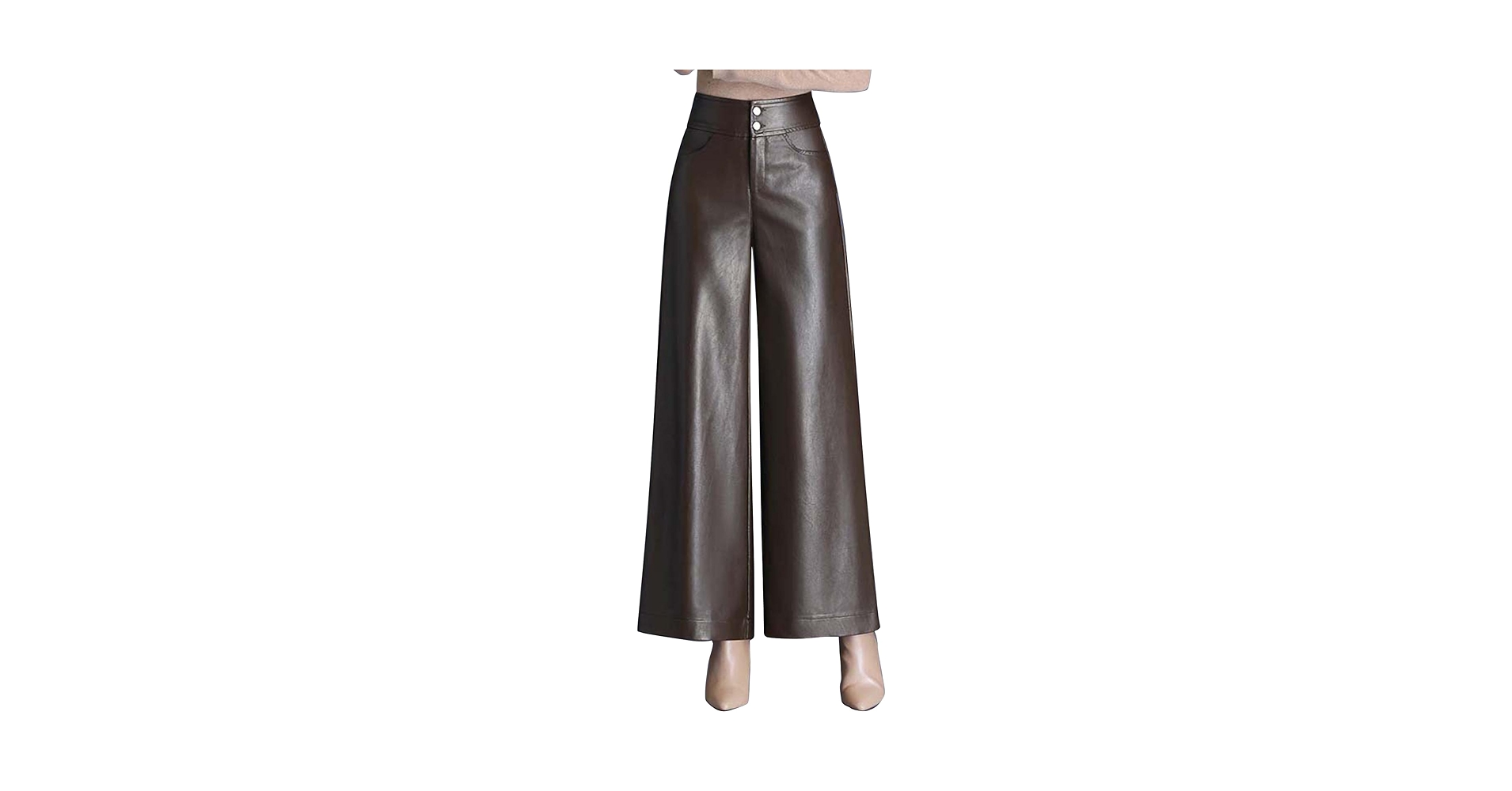 パンツ sheller   leather like wrap culottes HaoMay Women's High Waist Wide Leg PU Faux Leather Cropped