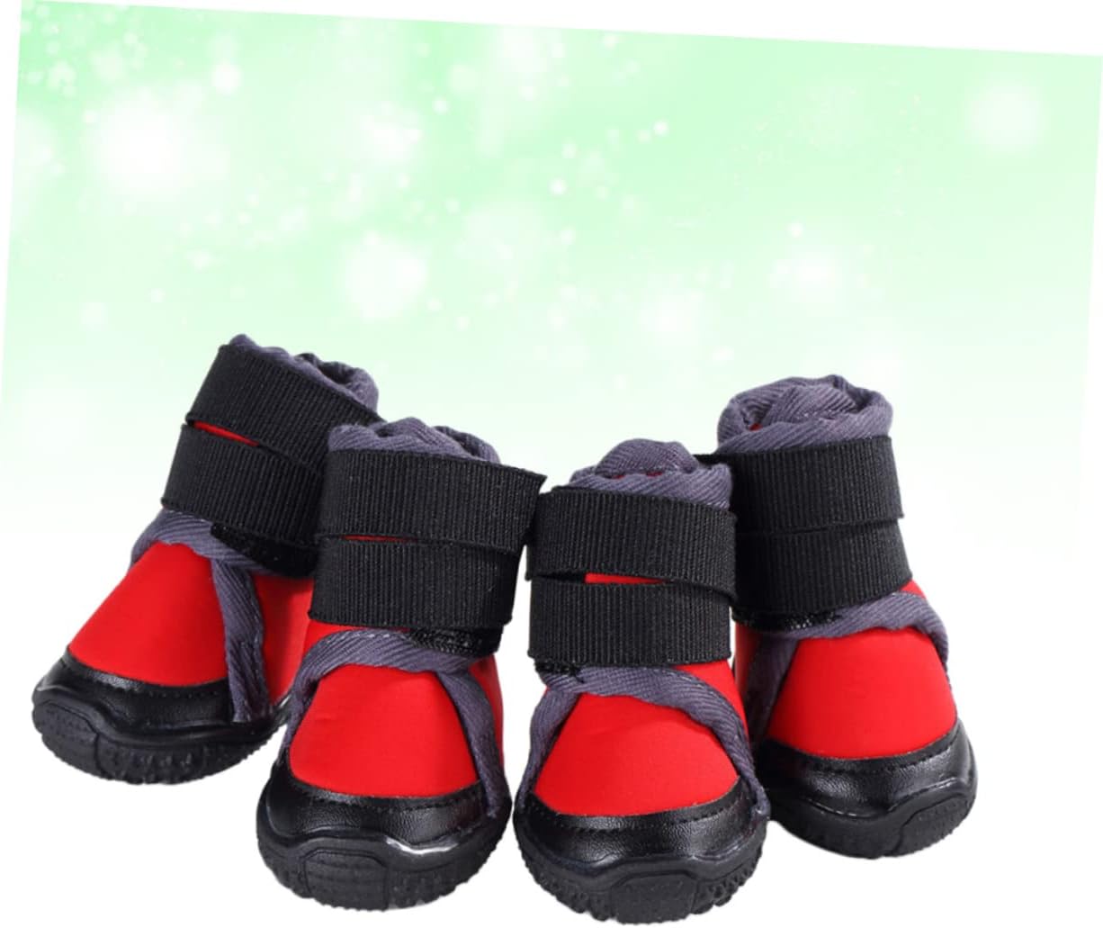 4pcs Outdoor Dog Shoes for Non- Boots for Dogs Fit Breathable Design for Hiking and Mountain Climbing Red