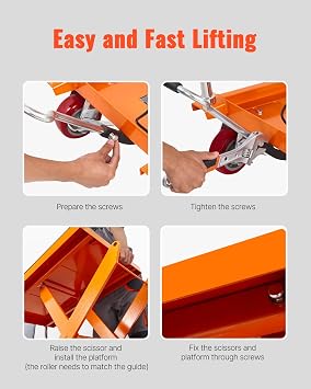 VEVOR 1100 LBS Hydraulic Lift Table Cart with 11-35.4 Lift Range, Hydraulic Scissor Cart with Non-Slip Pad & 4 Wheels, Manual Single Scissor Lift for Material Handling and Transportation