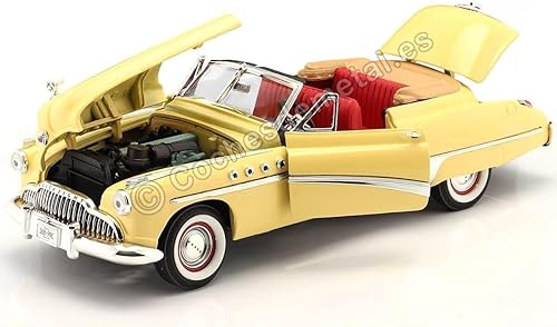 Miniatura 4 de 1949 Roadmaster Convertible (Charlie Babbitt's) Amarillo con interior rojo Rain Man (1988) Película 1/18 Modelo de automóvil fundido a presión por