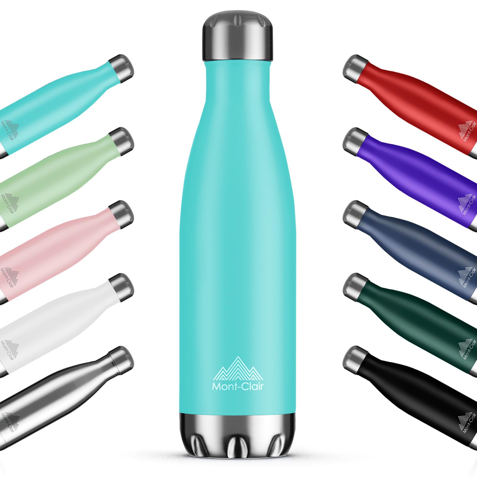 Mont-Clair H2O Stainless Steel Water Bottle, Vacuum insulated - BPA Free, 12h Hot & 24h Cold Drinks, Metal Water Bottle 34oz Leakproof, Ideal for