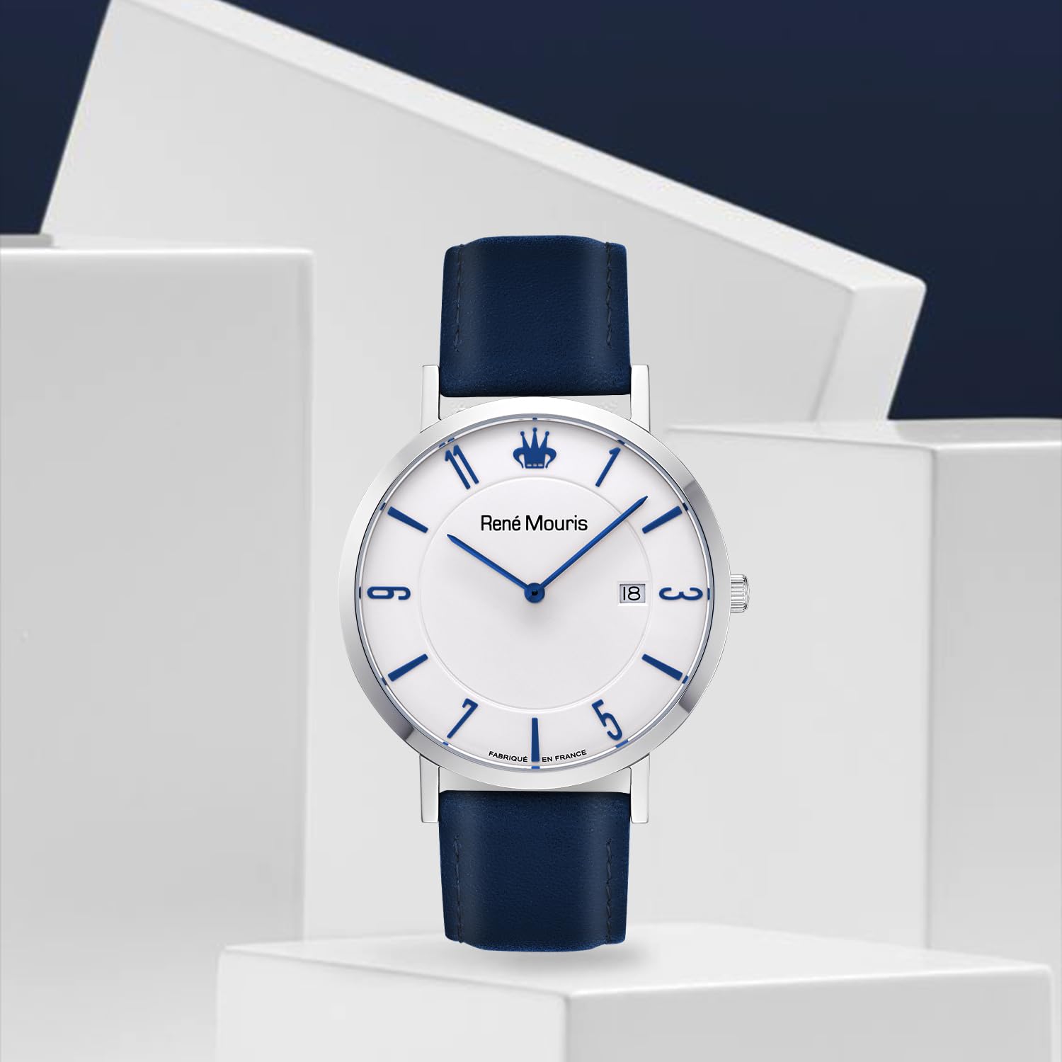 René Mouris L'Emporter Quarzuhren Für Herren – 41MM Klassische Uhr Aus 316L Edelstahl – Mineralglas Mit Saphirbeschichtung – 50M wasserdichte Armbanduhr Mit Italienischem Lederarmband.