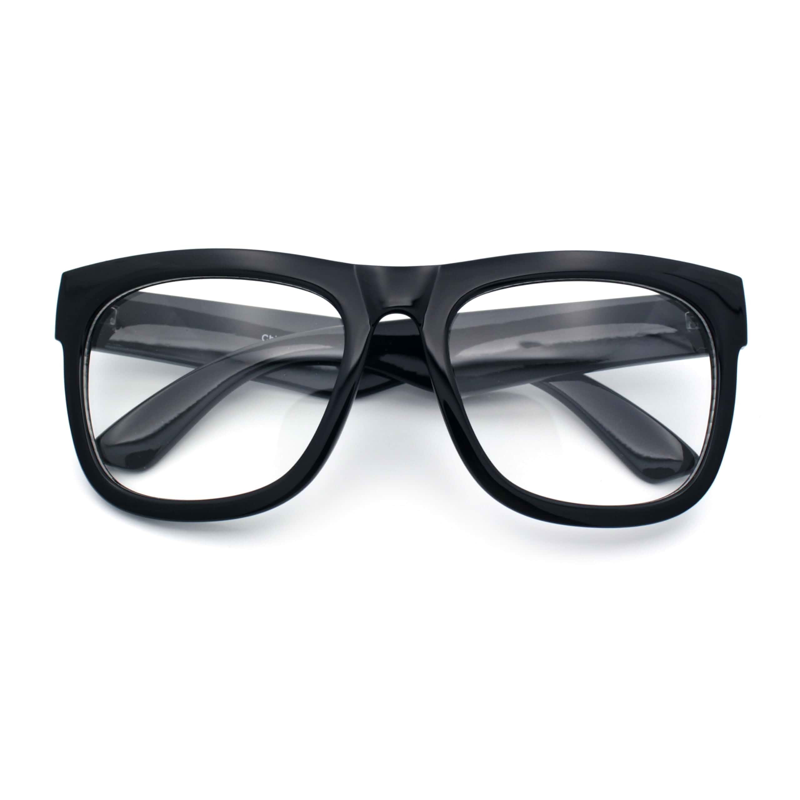 Classic Black Nerdy Thick Oversized Horn Rim Clear Lens Fashion Eyeglasses